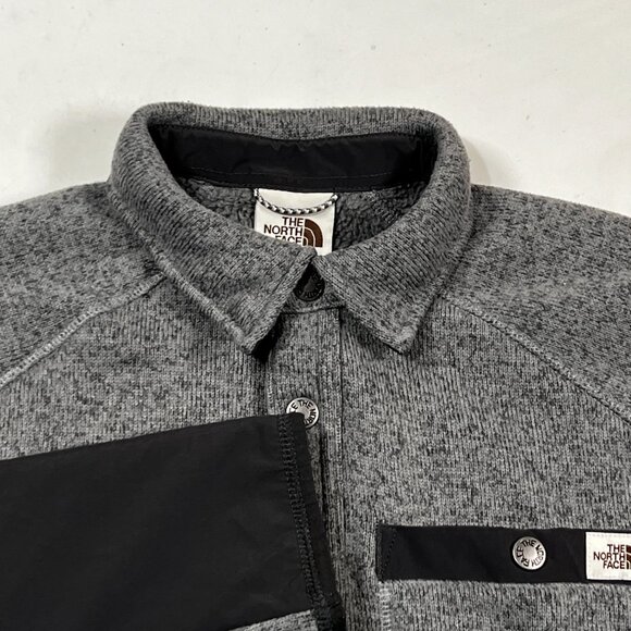 North Face Gordon Lyons Fleece Snap Button Shirt Jacket Mens Small Shacket Gray - Picture 9 of 13